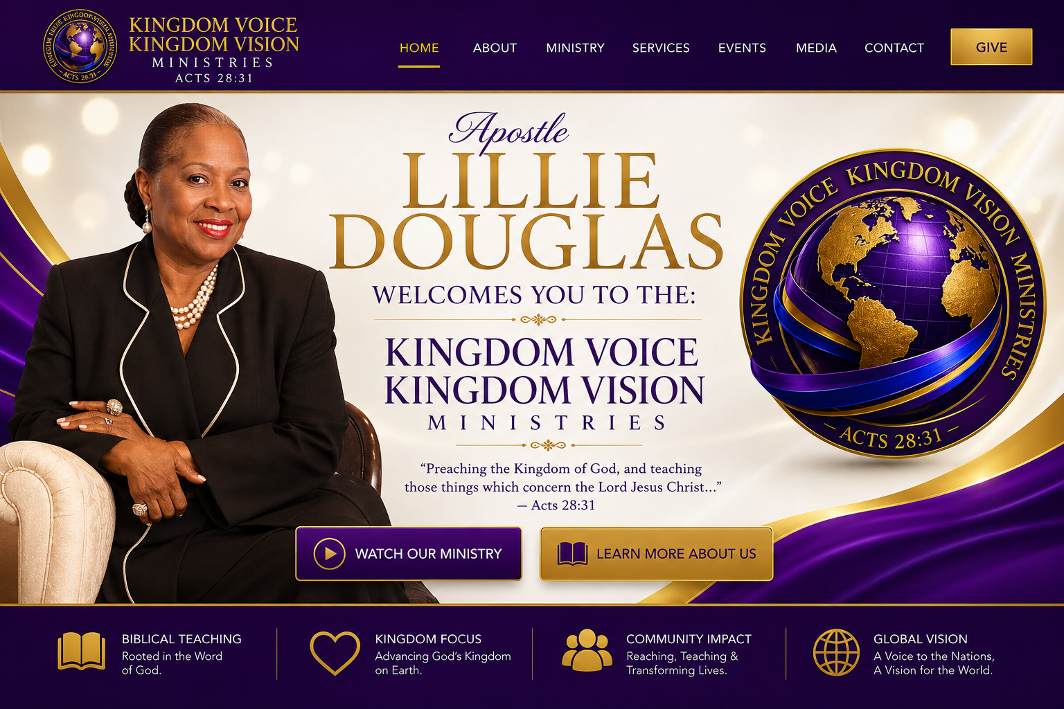 Apostle Lillie Douglas welcomes you to Kingdom Voice Kingdom Vision Ministries