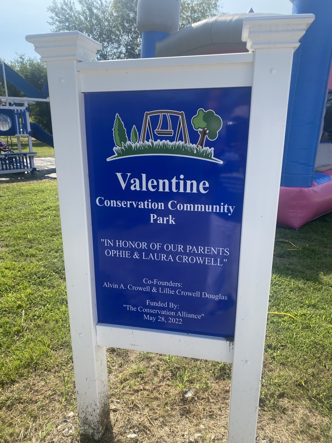 Valentine Conservation Community Park sign